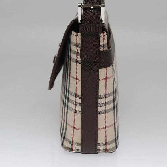 BURBERRY Nova Check Shoulder Bag Canvas Beige Silver Auth 106700 - Picture 4 of 16